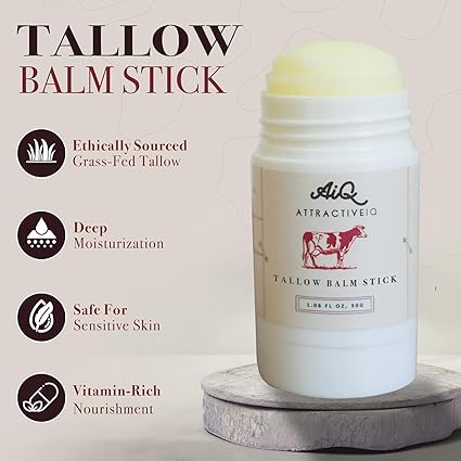 Beef Tallow Balm Stick – New Zealand Grass-Fed, Ethically Sourced with Vitamin E & Raw Honey | Nourishing, Firming Moisturizer