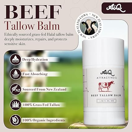 Beef Tallow Balm Stick – New Zealand Grass-Fed, Ethically Sourced with Vitamin E & Raw Honey | Nourishing, Firming Moisturizer