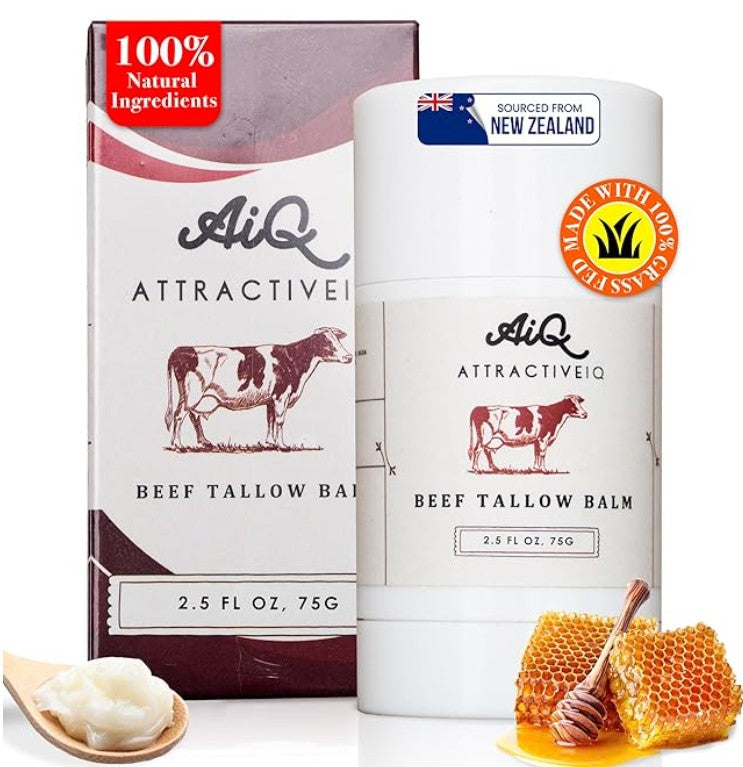 Beef Tallow Balm Stick – New Zealand Grass-Fed, Ethically Sourced with Vitamin E & Raw Honey | Nourishing, Firming Moisturizer